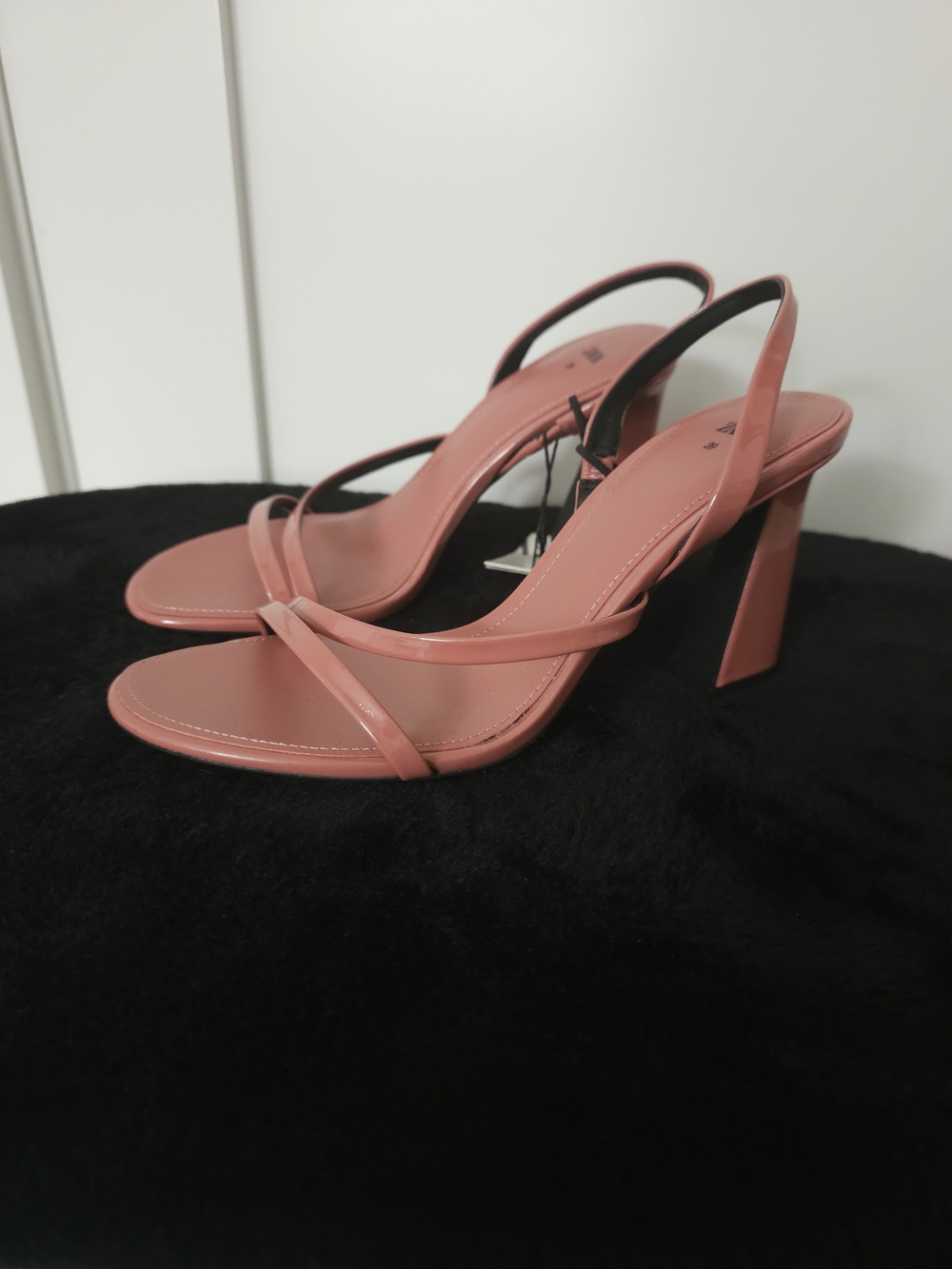 Zara Strappy Block Heel Sandals In Dusty Rose Size 39
